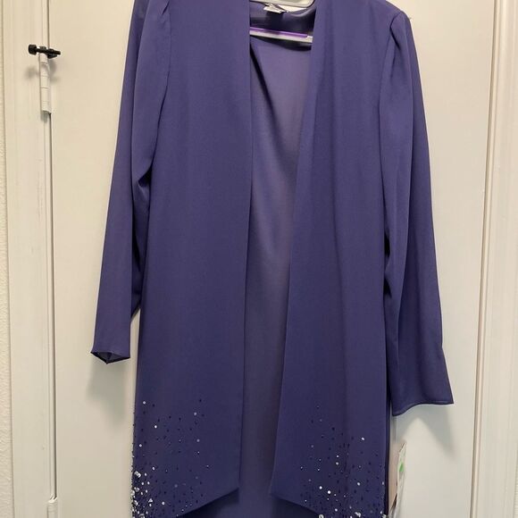 After Dark 3 Pc. Long Gown Set Purple with Beading Size 12 NWT - Picture 4 of 14